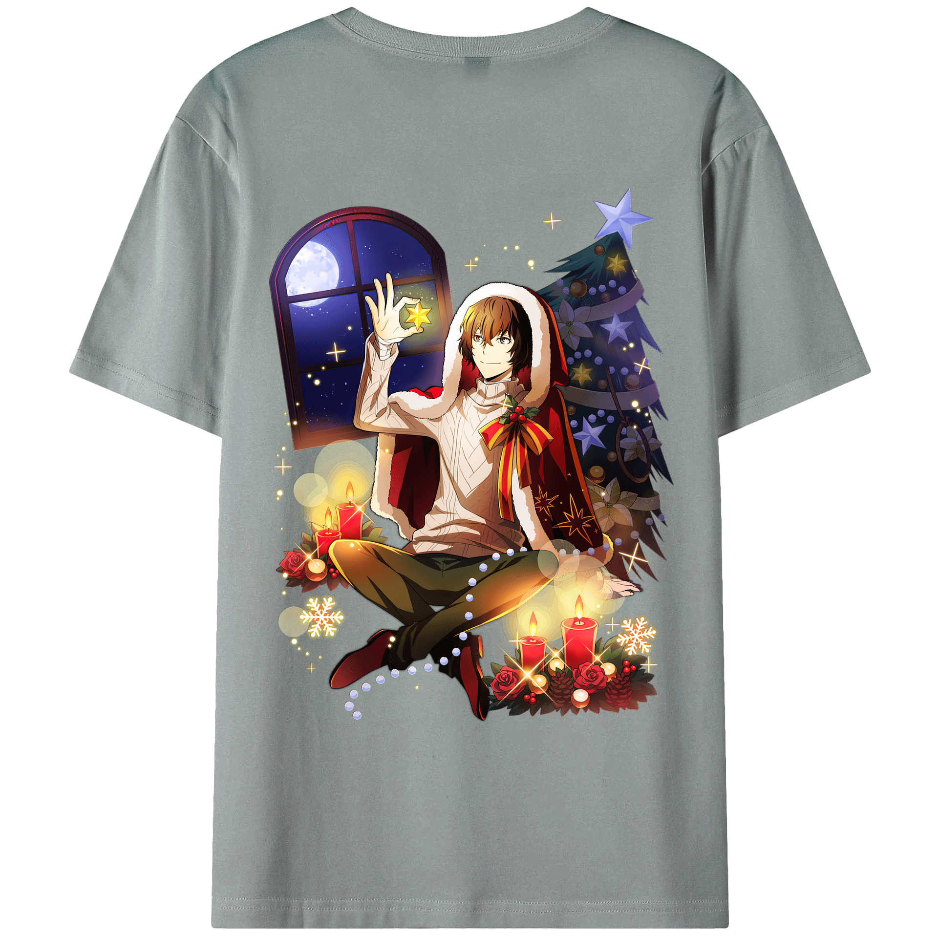 （画像用） 文豪ストレイドッグス Bungo Stray Dogs 綿100％ メンズ半袖Tシャツ（バックプリント） 通気性